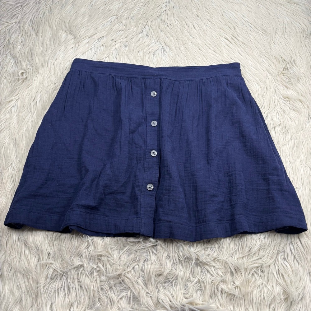 NWT Gap Women's XL Navy Gauze‎ Cotton Button Front A-line Mini Skirt Preppy